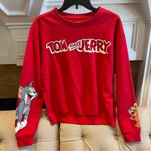 Z: Tom and Jerry Red Sweatshirt  Women’s Medium Fleeced Inside Soft